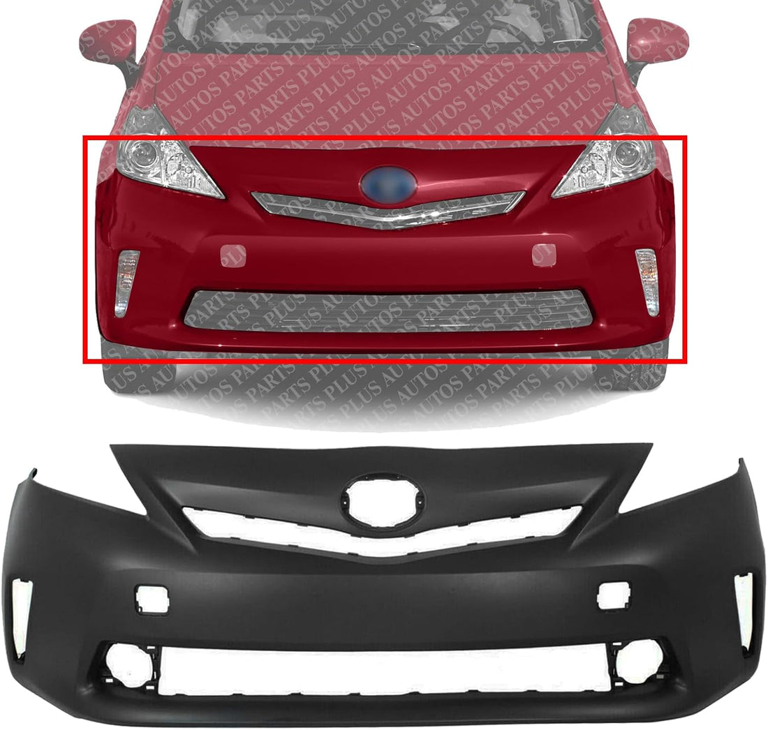 AUTOS PARTS PLUS Front Bumper Cover Primed With Fog Light Holes Direct Replacement Compatible With 2012-2014 Toyota Prius TO1000388 5211947923