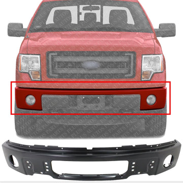 Front Bumper Face Bar Primed Steel Direct Replacement Compatible With 2009-2014 Ford F-150 FO1002413 9L3Z17757DPTM
