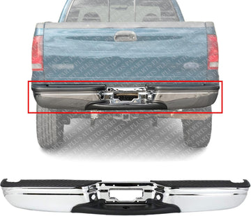 Rear Step Bumper Assembly Chrome Without Brackets Direct Replacement Compatible With 1997-1999 Ford F-250/1997-2003 F-150 FO1103101 XL3Z17906CB-PFM
