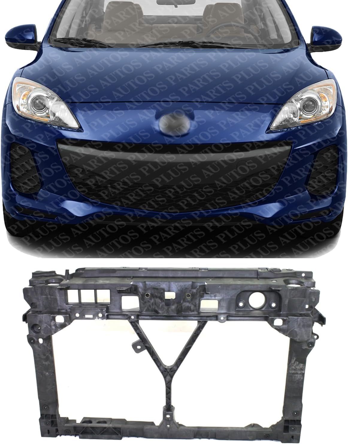 Front Radiator Support Assembly Plastic Direct Replacement Compatible With 2010-2013 Mazda 3 MA1225132 BBM253110F