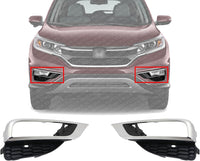 Set Of 2 Front Fog Light Molding Chrome Left Driver & Right Passenger Side Direct Replacement Compatible With 2015-2016 Honda CR-V HO1038124 HO1039124 71103T1WA00 71108T1WA00