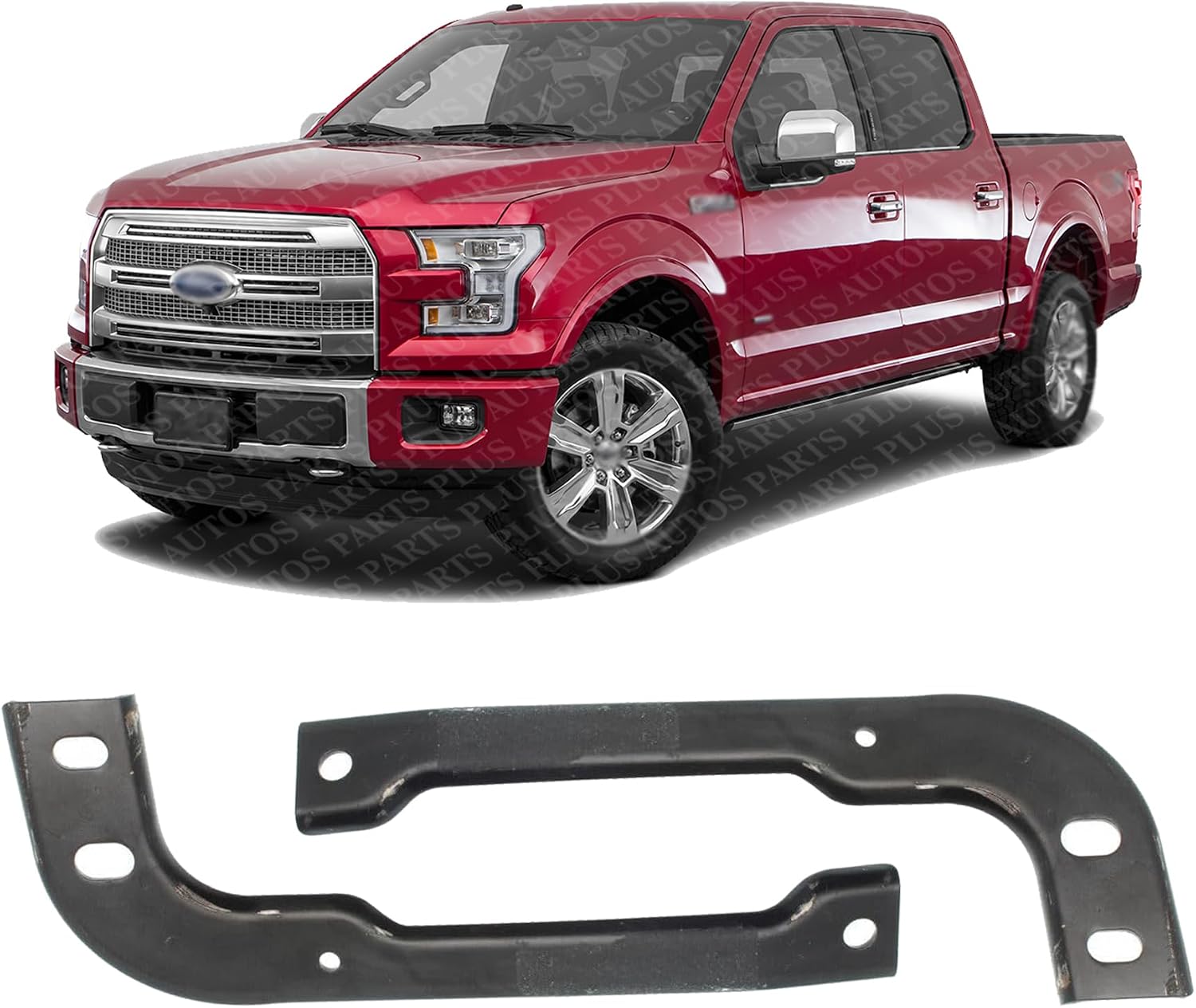 Set Of 2 Front Bumper Outer Mounting Bracket Steel Left Driver & Right Passenger Side Direct Replacement Compatible With 2015-2017 Ford F-150 FO1043141 FO1042141 FL3Z17754A FL3Z17755A