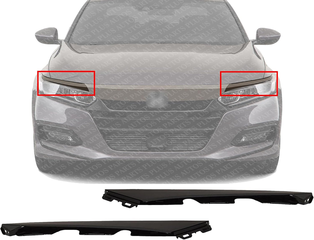 Set Of 2 Front Bumper Grille Molding Primed Plastic Right Passenger & Left Driver Side Direct Replacement Compatible With 2018-2020 Honda Accord HO1047106 HO1046106 71114TVAA00