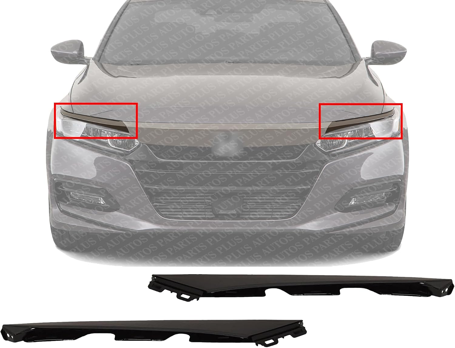 Set Of 2 Front Bumper Grille Molding Primed Plastic Right Passenger & Left Driver Side Direct Replacement Compatible With 2018-2020 Honda Accord HO1047106 HO1046106 71114TVAA00