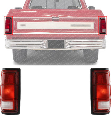 Set of 2 Tail Light Lens And Housing With Black Trim Right Passenger & Left Driver Side Direct Replacement Compatible With 1988-1993 Dodge Full Size Pickup CH2800114 CH2801114