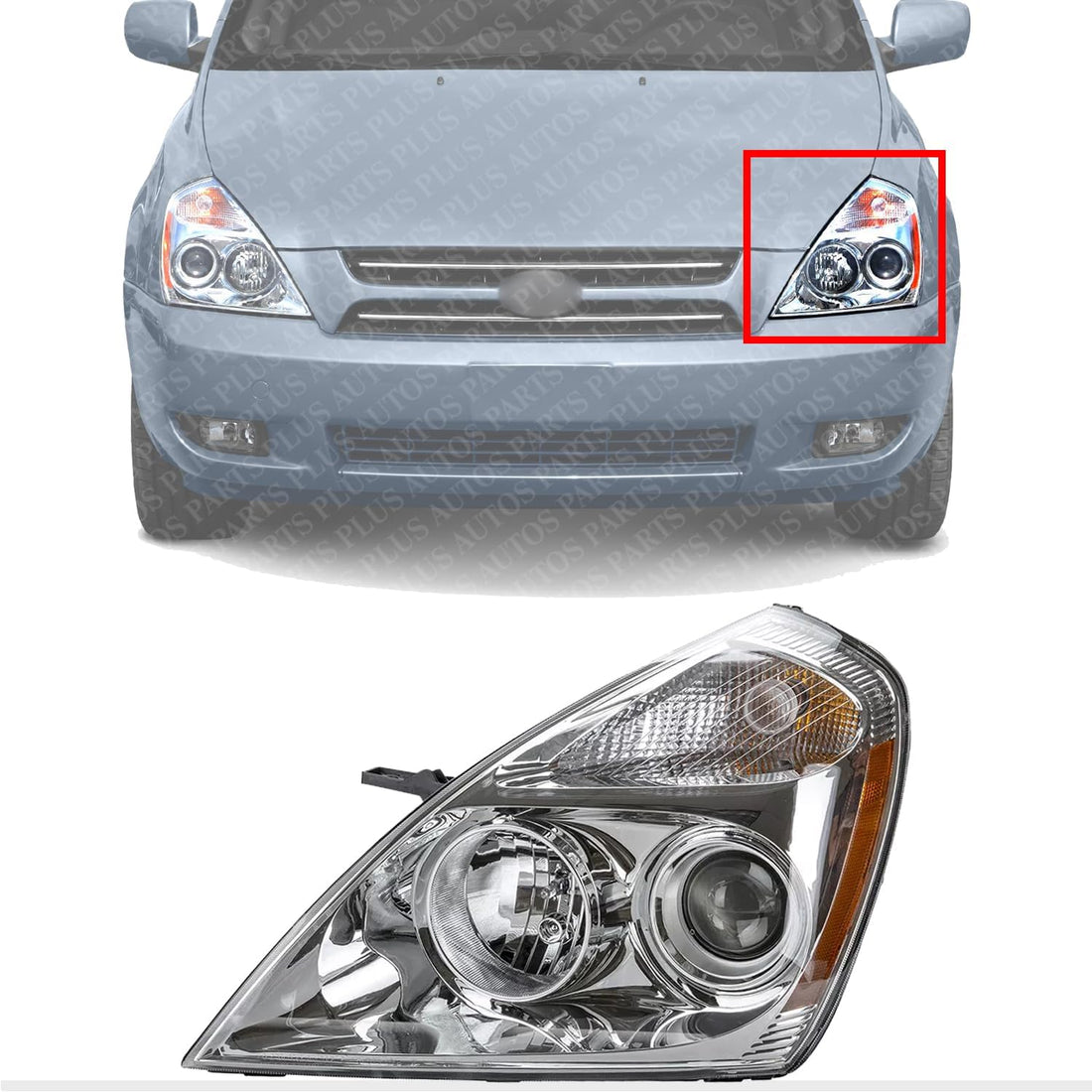 Front Head Light Assembly Left Driver Side Direct Replacement Compatible With 2007 Kia Sedona KI2502145 921014D011