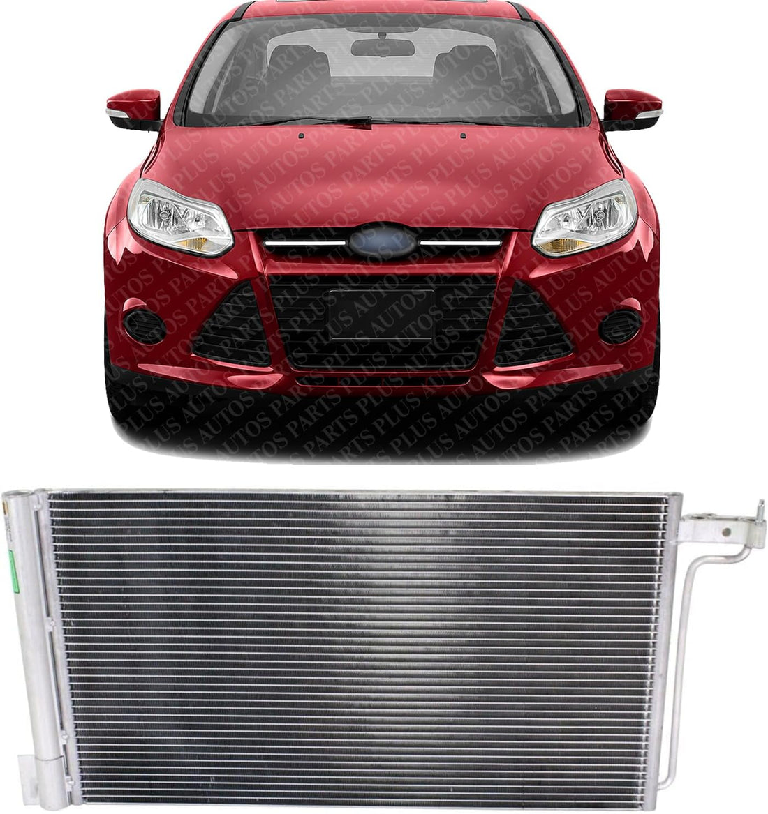 AUTOS PARTS PLUS Front A/C Condenser Aluminum Core Direct Replacement Compatible With 2012-2014 Ford Focus FO3030236 CV6Z19712J