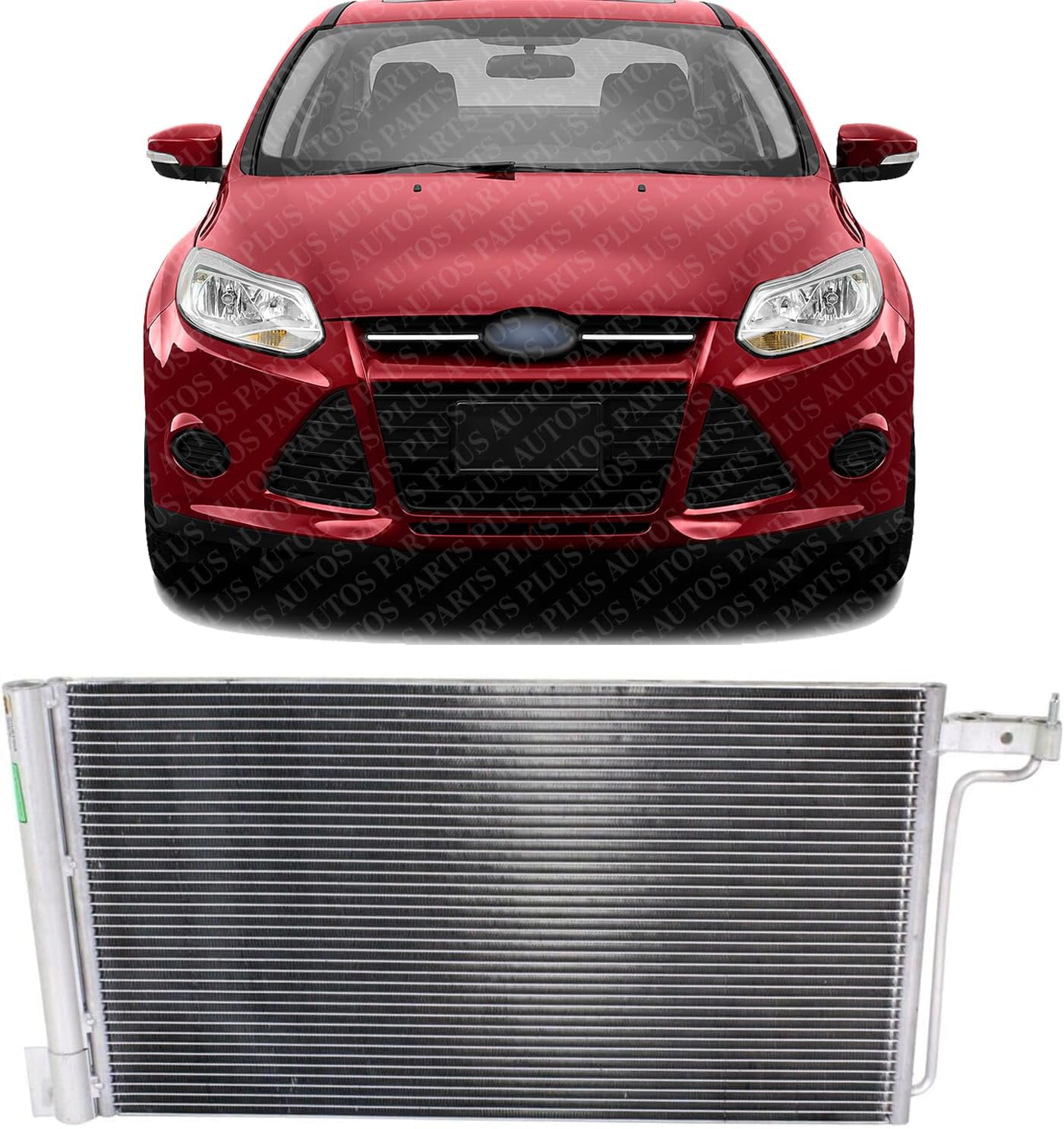 AUTOS PARTS PLUS Front A/C Condenser Aluminum Core Direct Replacement Compatible With 2012-2014 Ford Focus FO3030236 CV6Z19712J