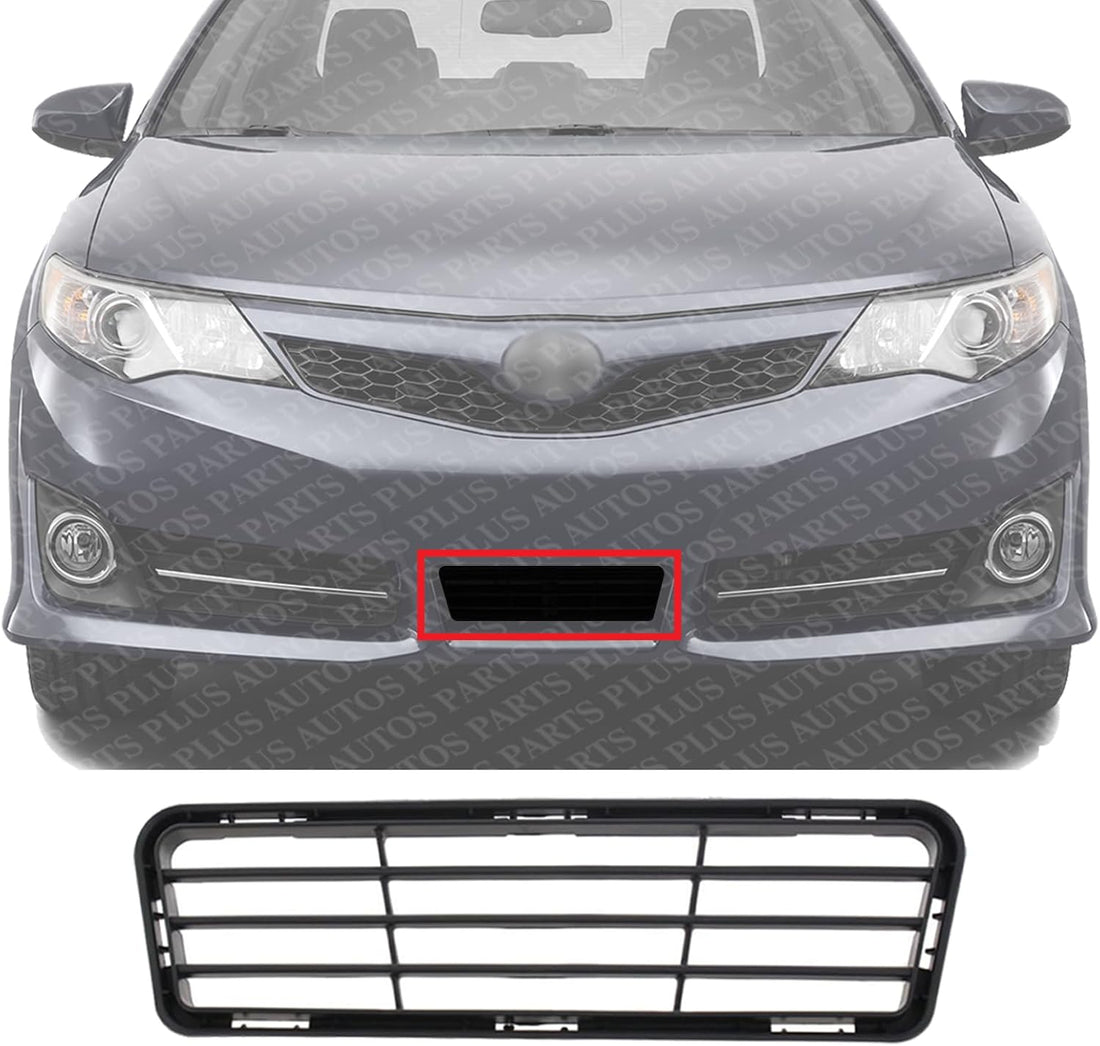 Front Bumper Grille Textured Plastic Direct Replacement Compatible With 2012-2014 Toyota Camry TO1036129 5311206210