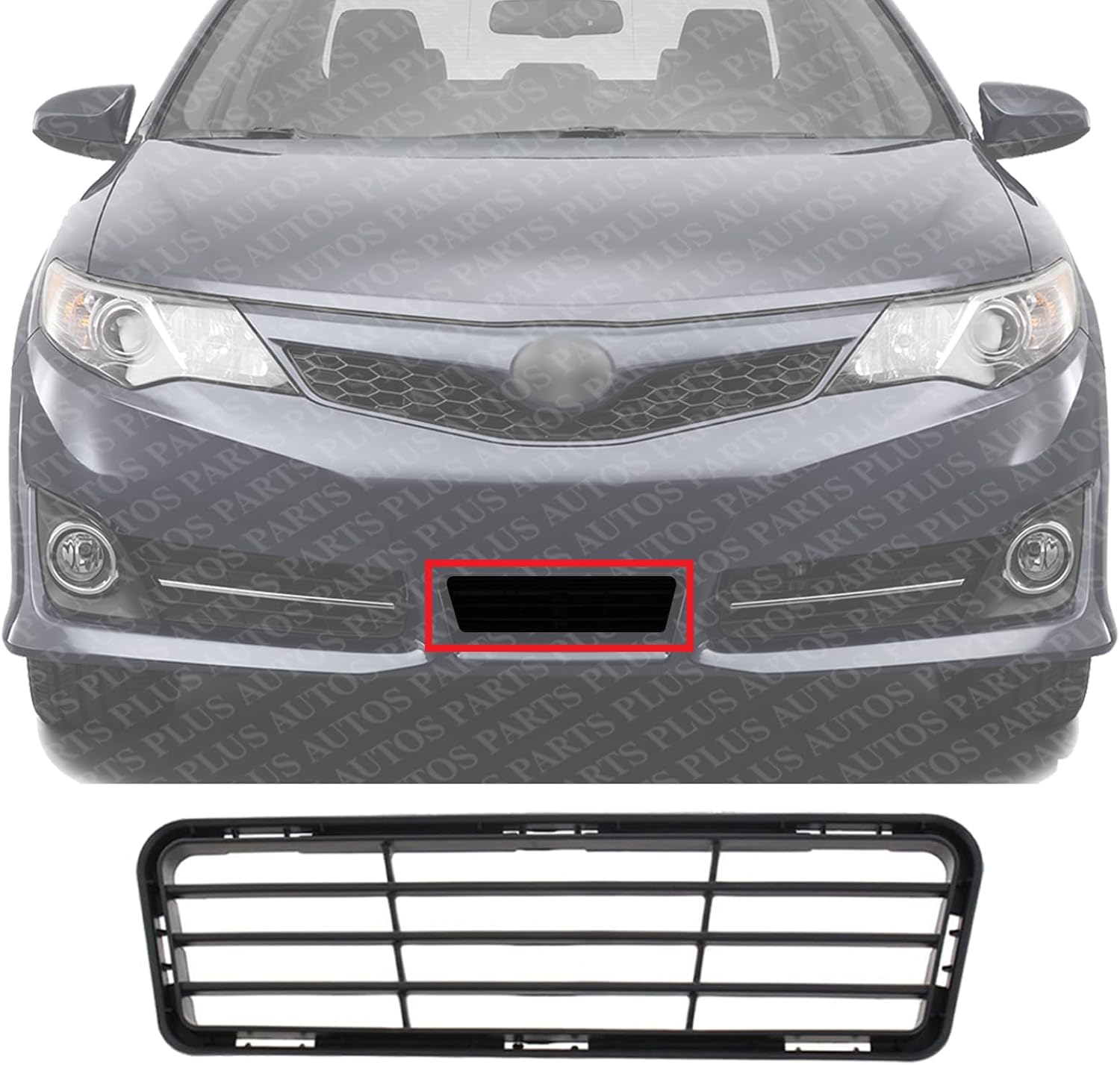 Front Bumper Grille Textured Plastic Direct Replacement Compatible With 2012-2014 Toyota Camry TO1036129 5311206210