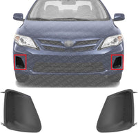 Set Of 2 Front Fog Light Cover Primed Plastic Left Driver & Right Passenger Side Direct Replacement Compatible With 2011-2013 Toyota Corolla TO1039141 TO1038141 8148102200 8148202190