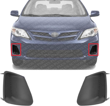Set Of 2 Front Fog Light Cover Primed Plastic Left Driver & Right Passenger Side Direct Replacement Compatible With 2011-2013 Toyota Corolla TO1039141 TO1038141 8148102200 8148202190