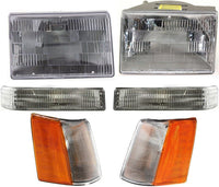 Front Headlights Assembly + Corners & Signal Lamps Lens And Housing Right Passenger & Left Driver Side Direct Replacement Compatible With Jeep Grand Cherokee 1993-1996 CH2520120