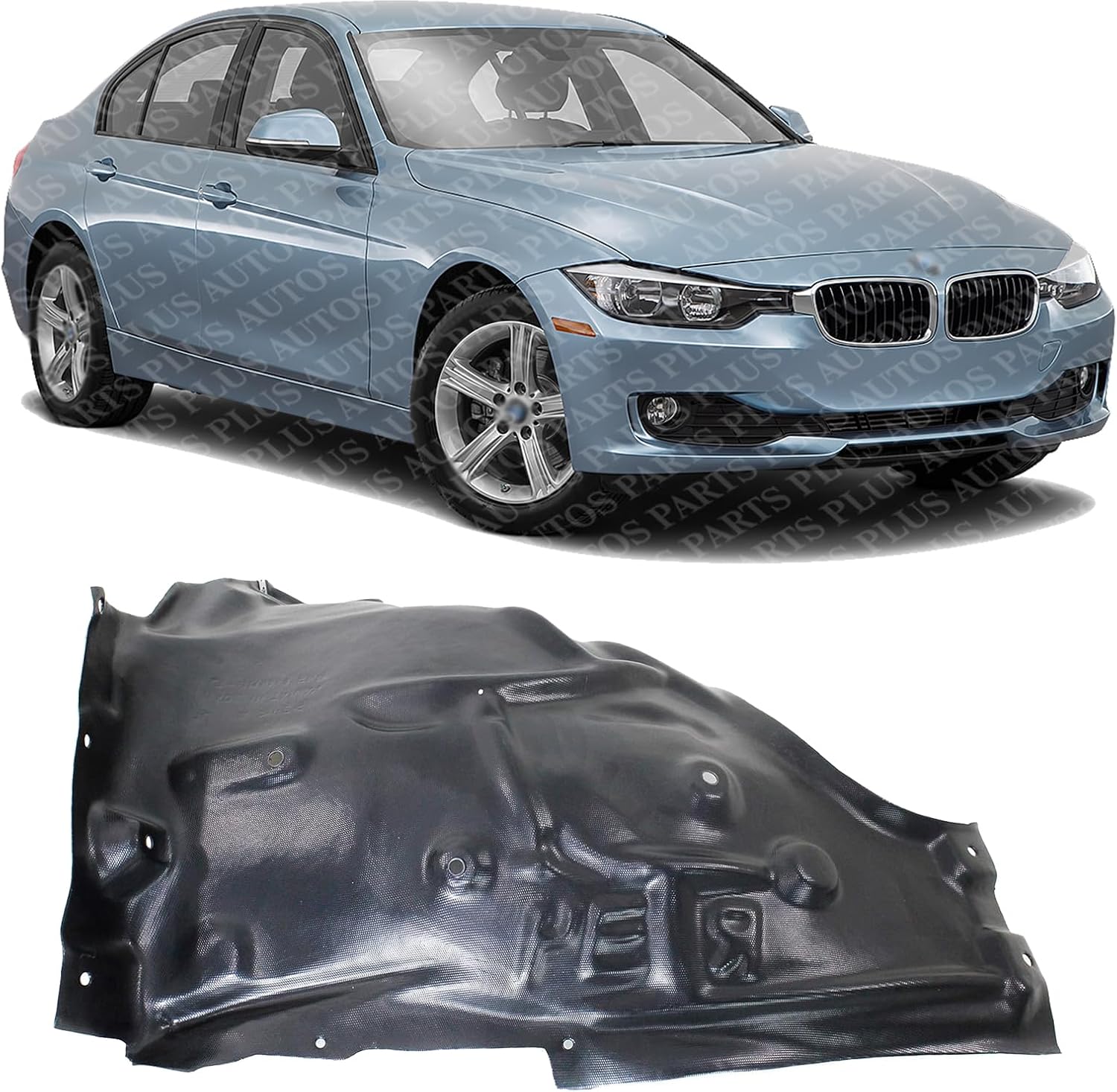Front Fender Liner Rear Section Plastic Right Passenger Side Direct Replacement Compatible With 2014-2015 BMW 3-Series BM1249144 51717288908