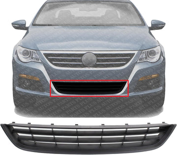 Front Bumper Center Lower Grille Primed Plastic Direct Replacement Compatible With 2009-2012 Volkswagen CC / 2009-2010 Passat CC VW1036117 3C88536779B9
