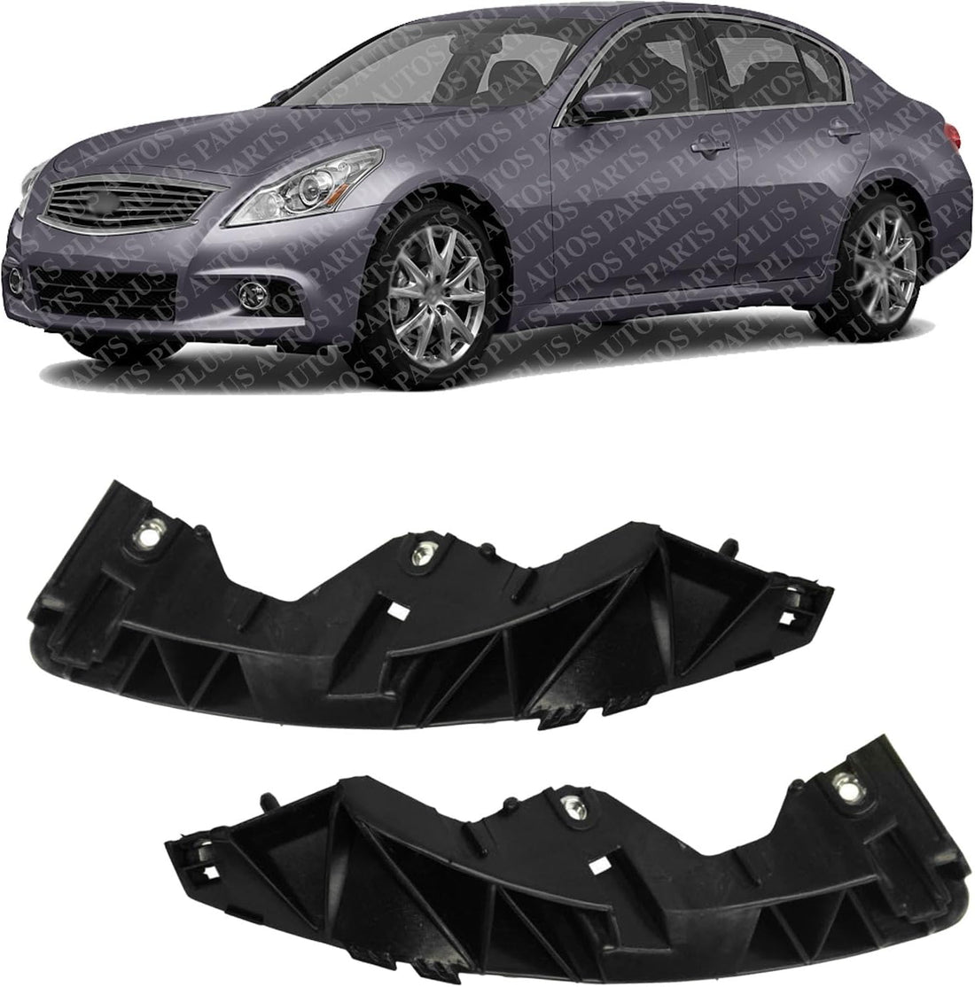 Set Of 2 Front Bumper Bracket Stiffener Left Driver & Right Passenger Side Direct Replacement Compatible With 2007-2008 Infiniti G35 / 2009-2013 G37 IN1027100 IN1026100 62058JK000