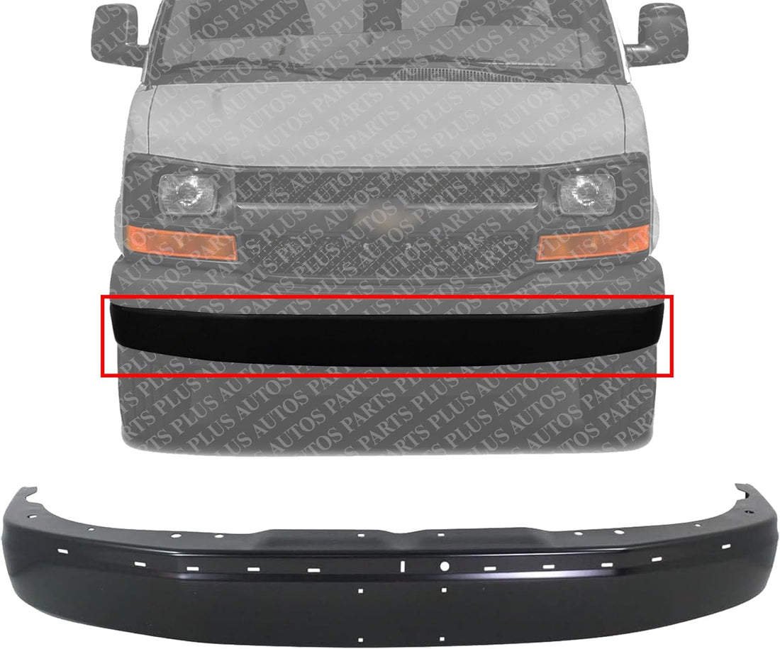 Front Bumper Face Bar Primed Steel Direct Replacement Compatible With 2003-2023 Chevrolet Express/GMC Savana 1500 2500 3500 GM1002425 22872781