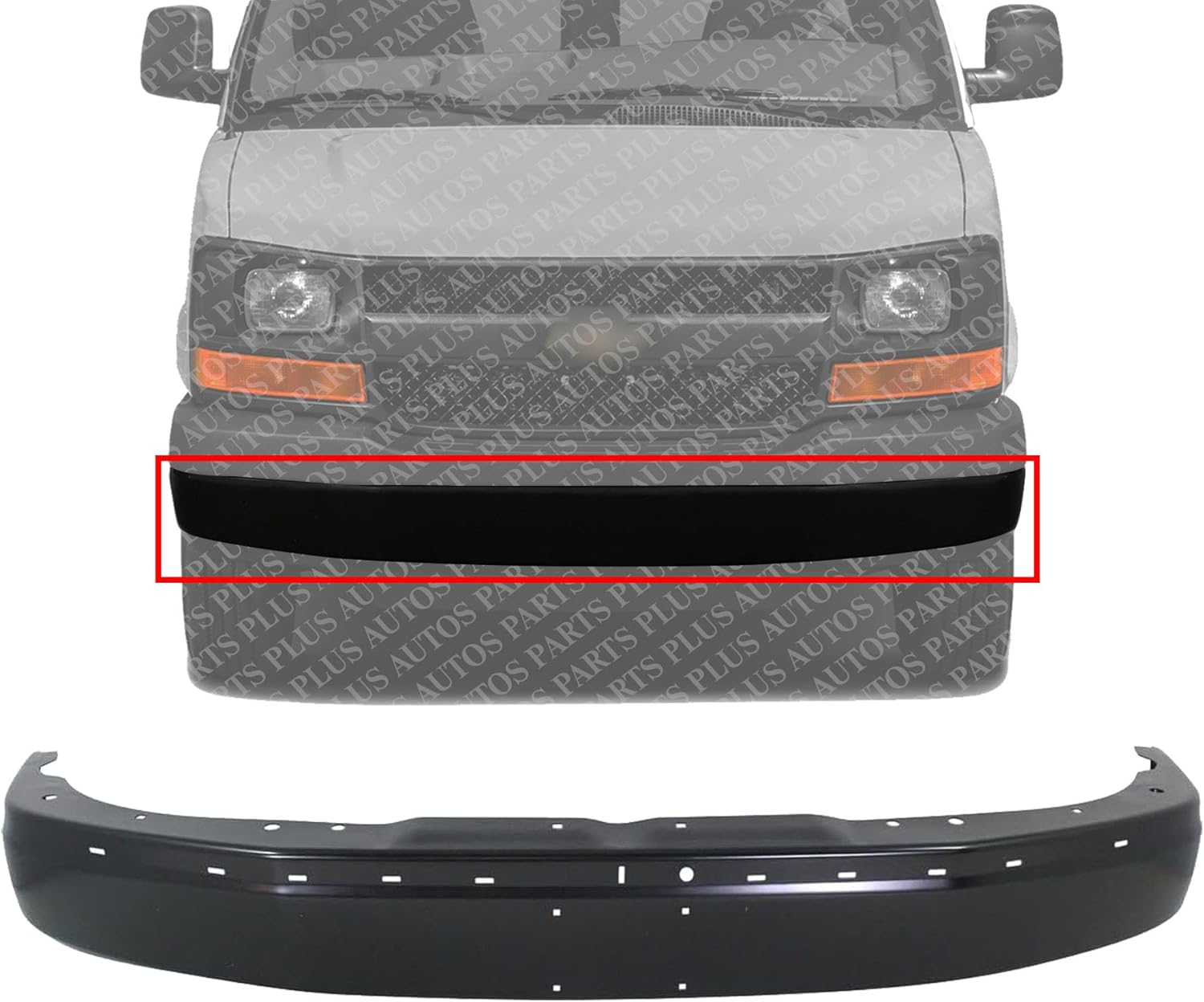 Front Bumper Face Bar Primed Steel Direct Replacement Compatible With 2003-2023 Chevrolet Express/GMC Savana 1500 2500 3500 GM1002425 22872781