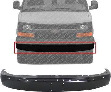 Front Bumper Face Bar Primed Steel Direct Replacement Compatible With 2003-2023 Chevrolet Express/GMC Savana 1500 2500 3500 GM1002425 22872781