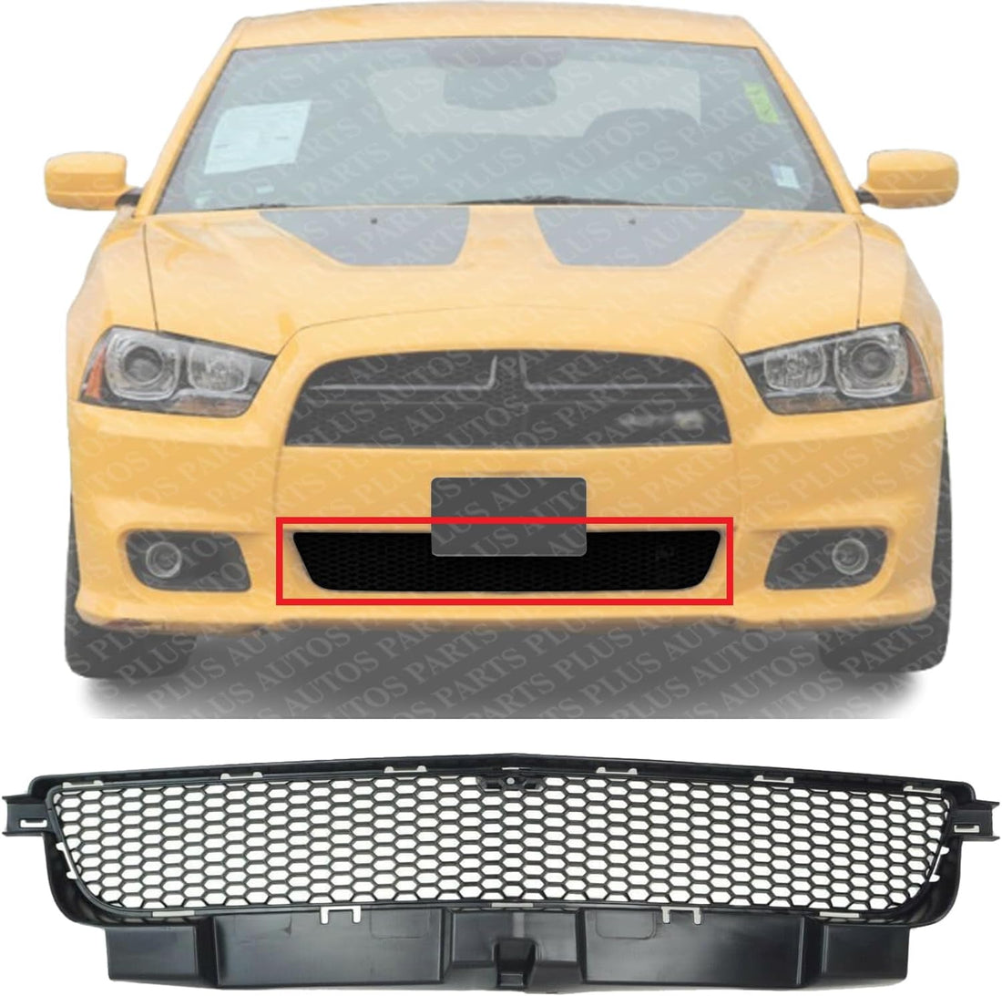 Front Bumper Lower Grille Textured Without Adaptive Cruise Control Direct Replacement Compatible With 2012-2014 Dodge Charger CH1036130 68071981AA