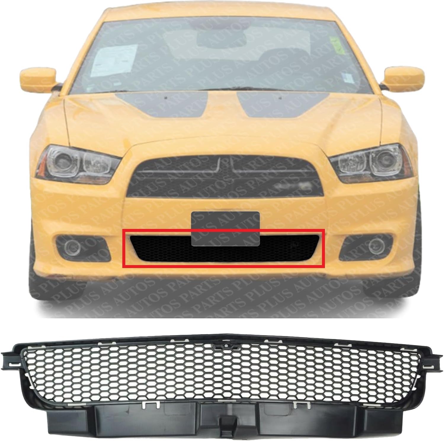 Front Bumper Lower Grille Textured Without Adaptive Cruise Control Direct Replacement Compatible With 2012-2014 Dodge Charger CH1036130 68071981AA