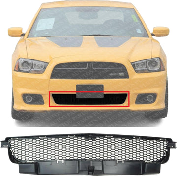 Front Bumper Lower Grille Textured Without Adaptive Cruise Control Direct Replacement Compatible With 2012-2014 Dodge Charger CH1036130 68071981AA