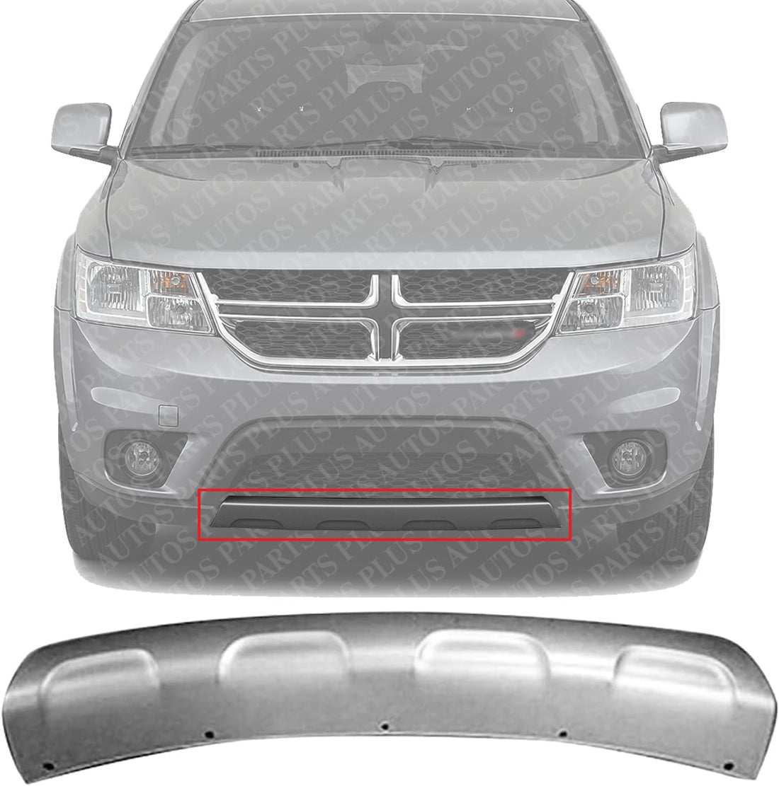 Front Bumper Trim Molding Silver Direct Replacement Compatible With 2011-2019 Dodge Journey CH1044108 55001049AA