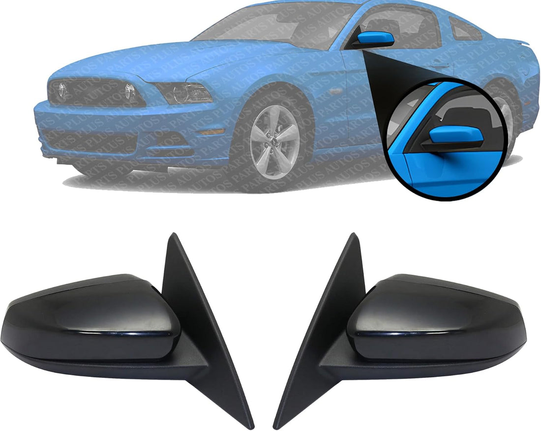 Set Of 2 Front Power Mirror Manual Folding Non-Heated Primed Left Driver & Right Passenger Side Direct Replacement Compatible With 2013-2014 Ford Mustang FO1321452 FO1320452