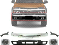 AUTOS PARTS PLUS Front Bumper Chrome With Brackets + Lower Valance Textured + Fog Light Right Passenger & Left Driver Side Direct Replacement Compatible With 2004-2012 Chevrolet Colorado/GMC Canyon
