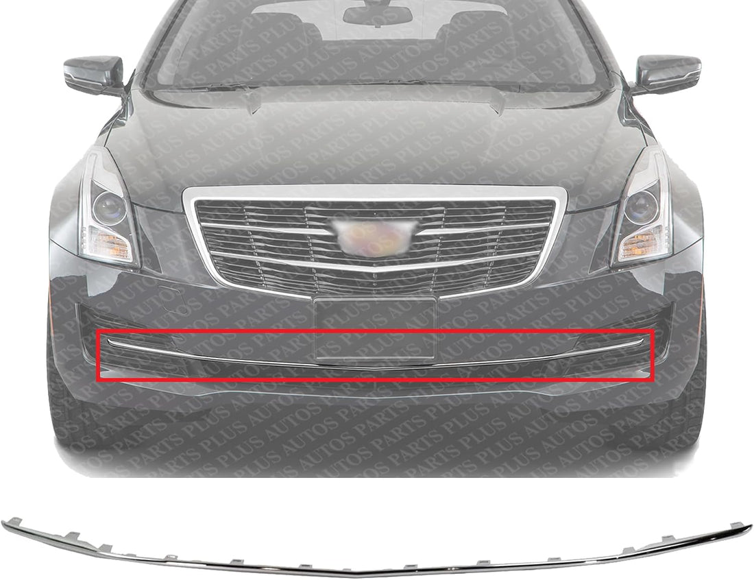 Front Bumper Molding Chrome Plastic Direct Replacement Compatible With 2015-2019 Cadillac ATS GM1044134 22879656