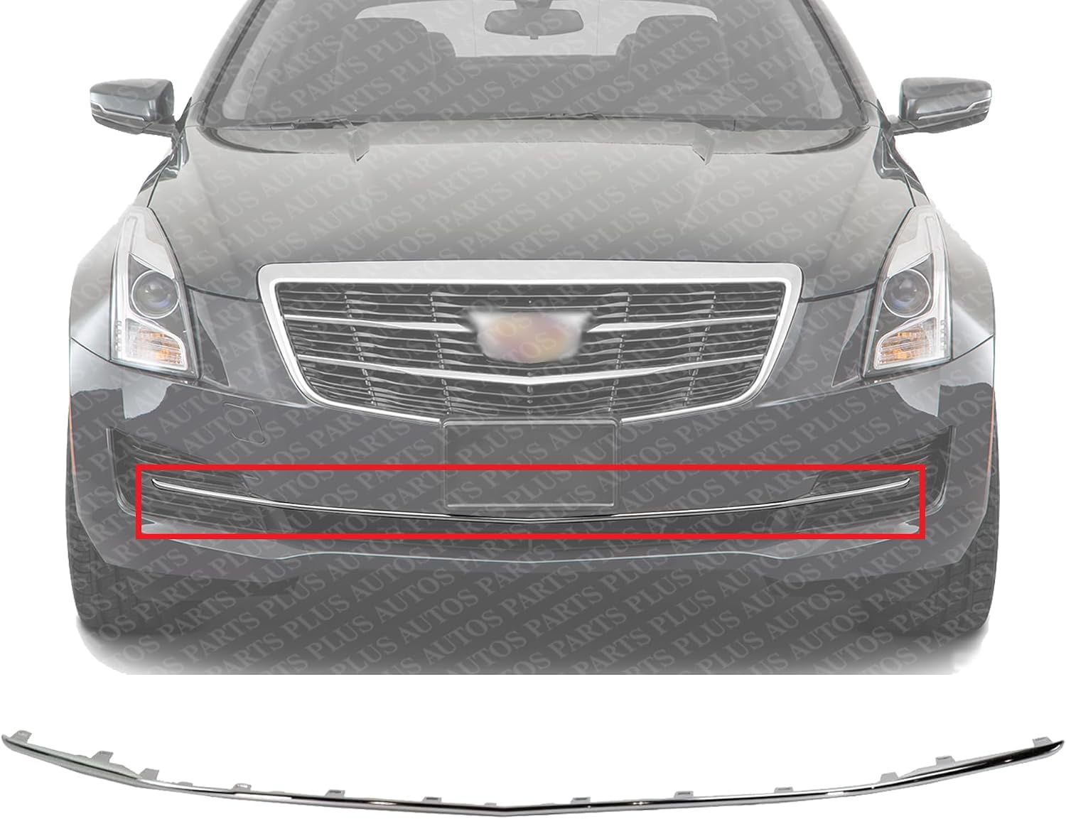 Front Bumper Molding Chrome Plastic Direct Replacement Compatible With 2015-2019 Cadillac ATS GM1044134 22879656