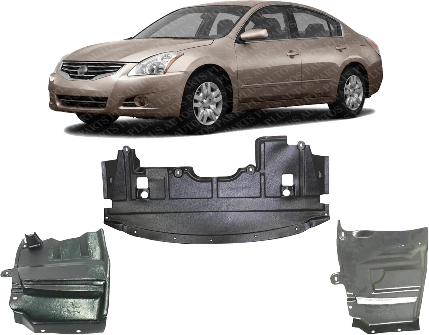 Set of 3 Front Engine Splash Shield Under Cover Direct Replacement Compatible with 2007-2009 Nissan Altima NI1228128 NI1251139 NI1250139 75890JA00E 64838JA00A 64838JA00B 64839JA00A