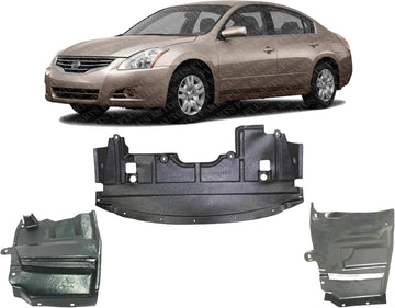 Set of 3 Front Engine Splash Shield Under Cover Direct Replacement Compatible with 2007-2009 Nissan Altima NI1228128 NI1251139 NI1250139 75890JA00E 64838JA00A 64838JA00B 64839JA00A