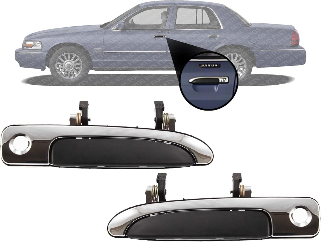 Set of 2 Front Exterior Door Handle with Key Holes Plastic Left Driver Side & Right Passenger Side Direct Replacement Compatible with 1992-2011 Crown Victoria FO1311111 FO1310111