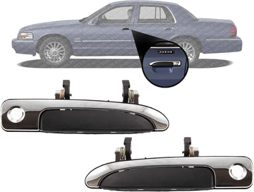 Set of 2 Front Exterior Door Handle with Key Holes Plastic Left Driver Side & Right Passenger Side Direct Replacement Compatible with 1992-2011 Crown Victoria FO1311111 FO1310111