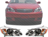Set Of 2 Front Head Light Assembly Plastic Left Driver & Right Passenger Side Direct Replacement Compatible With 2003-2004 Toyota Corolla TO2503139 TO2502139 8111002190 8115002200
