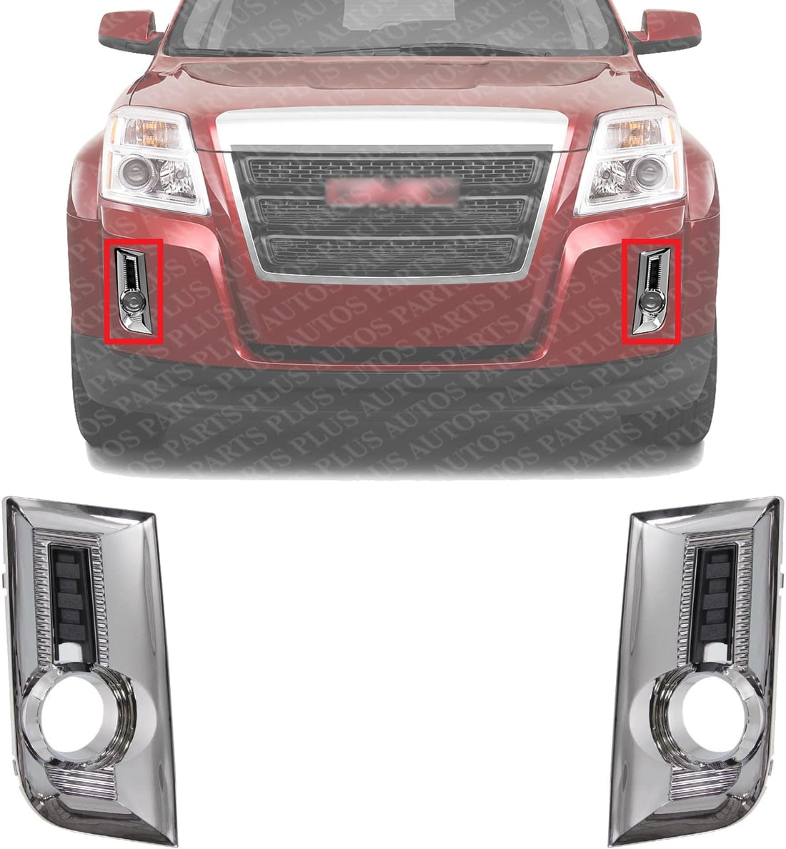 Set Of 2 Front Fog Light Molding Chrome Right Passenger & Left Driver Side Direct Replacement Compatible With 2010-2015 GMC Terrain GM1039123 GM1038123 25818476 25818477
