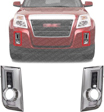 Set Of 2 Front Fog Light Molding Chrome Right Passenger & Left Driver Side Direct Replacement Compatible With 2010-2015 GMC Terrain GM1039123 GM1038123 25818476 25818477