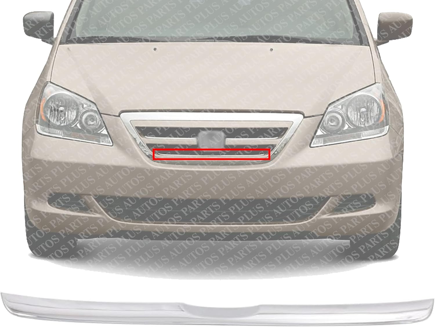 Front Lower Grille Trim Molding Chrome Direct Replacement Compatible With 2005-2007 Honda Odyssey HO1217103 71124SHJA01