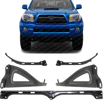Front Bumper Center + Stay + Outer Brackets Left Driver & Right Passenger Side Direct Replacement Compatible With 2005-2011 Toyota Tacoma TO1067155 TO1066155 TO1067154 TO1066154