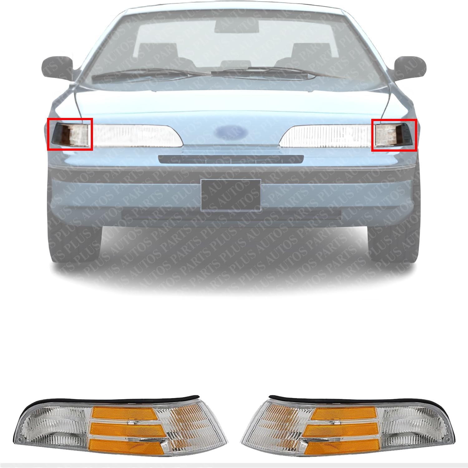 Set Of 2 Front Corner Light Lens And Housing Right Passenger & Left Driver Side Direct Replacement Compatible With 1992-1997 Ford Crown Victoria FO2521124 FO2520124 F2AZ13200B