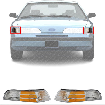 Set Of 2 Front Corner Light Lens And Housing Right Passenger & Left Driver Side Direct Replacement Compatible With 1992-1997 Ford Crown Victoria FO2521124 FO2520124 F2AZ13200B