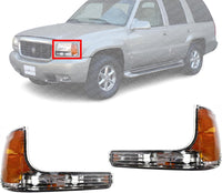 Set Of 2 Front Park Light Lens And Housing Left Driver & Right Passenger Side Direct Replacement Compatible With 1992-2000 GMC Yukon GM2520183 GM2521183 15763595 15763596
