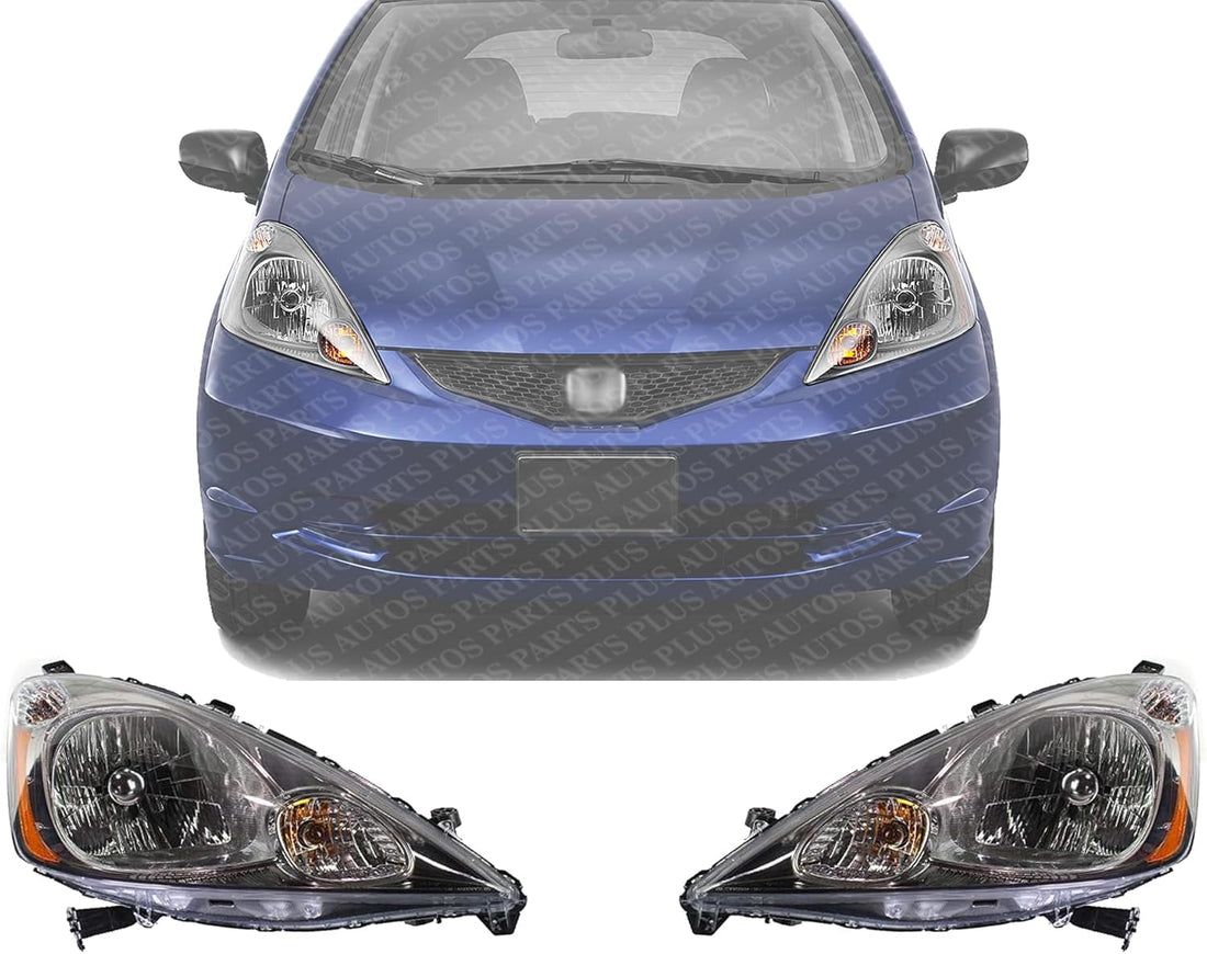 Set Of 2 Front Head Light Assembly Plastic Left Driver & Right Passenger Side Direct Replacement Compatible With 2009-2011 Honda Fit HO2502137 HO2503137 33150TK6A11 33100TK6A11
