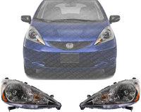 Set Of 2 Front Head Light Assembly Plastic Left Driver & Right Passenger Side Direct Replacement Compatible With 2009-2011 Honda Fit HO2502137 HO2503137 33150TK6A11 33100TK6A11