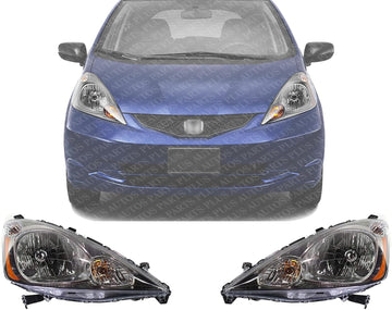 Set Of 2 Front Head Light Assembly Plastic Left Driver & Right Passenger Side Direct Replacement Compatible With 2009-2011 Honda Fit HO2502137 HO2503137 33150TK6A11 33100TK6A11