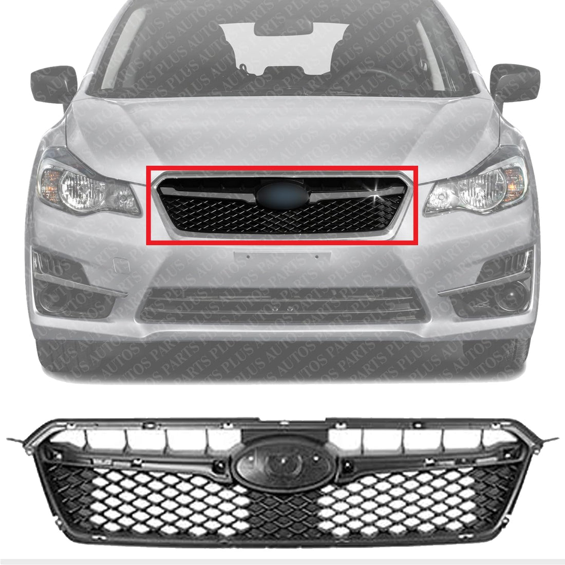 Front Grille Textured Black Shell And Insert Direct Replacement Compatible With 2015-2016 Subaru Impreza SU1200163 91122FJ040