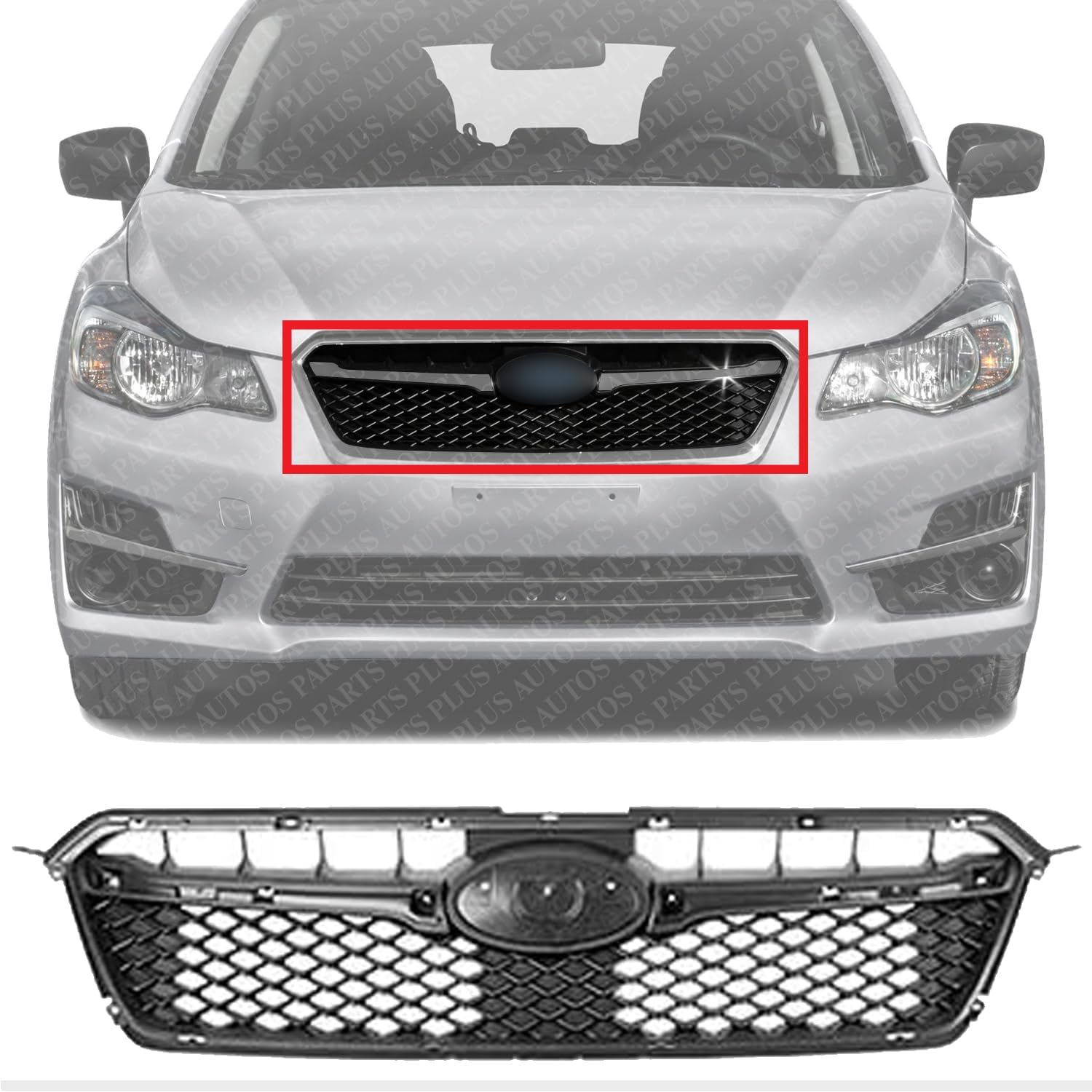 Front Grille Textured Black Shell And Insert Direct Replacement Compatible With 2015-2016 Subaru Impreza SU1200163 91122FJ040
