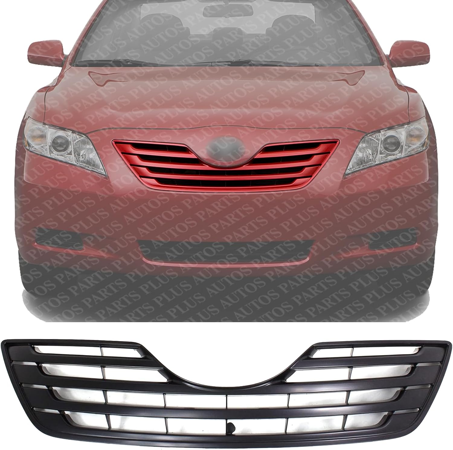 Front Grille Assembly Primed Shell And Insert Plastic Direct Replacement Compatible With 2007-2009 Toyota Camry TO1200288 5311106090C0