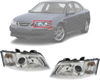 Set Of 2 Front Head Light Assembly Halogen Right Passenger And Left Driver Side Direct Replacement Compatible With 2003-2007 Saab 9-3 SB2502109 SB2503109 12799348 12799352